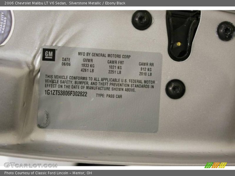 Silverstone Metallic / Ebony Black 2006 Chevrolet Malibu LT V6 Sedan