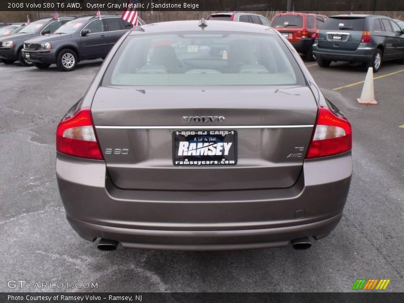 Oyster Gray Metallic / Sandstone Beige 2008 Volvo S80 T6 AWD