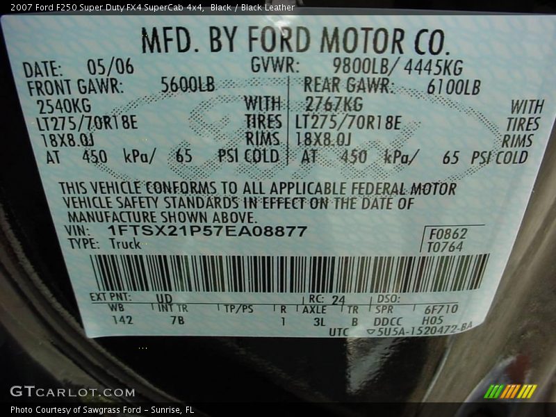 Black / Black Leather 2007 Ford F250 Super Duty FX4 SuperCab 4x4