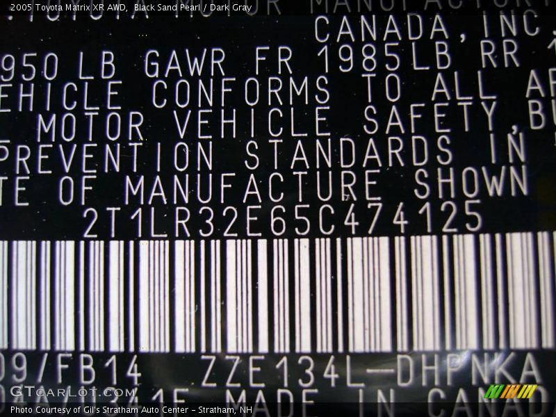 Black Sand Pearl / Dark Gray 2005 Toyota Matrix XR AWD