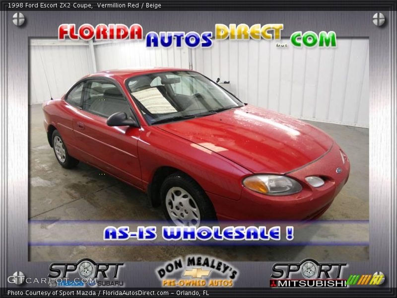 Vermillion Red / Beige 1998 Ford Escort ZX2 Coupe