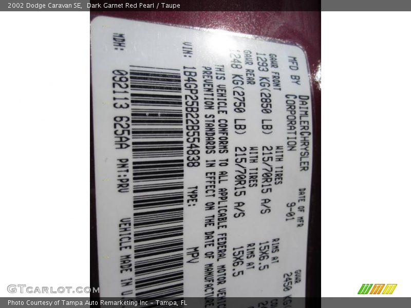 Dark Garnet Red Pearl / Taupe 2002 Dodge Caravan SE