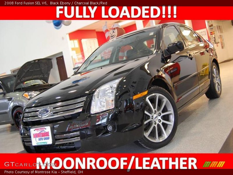 Black Ebony / Charcoal Black/Red 2008 Ford Fusion SEL V6