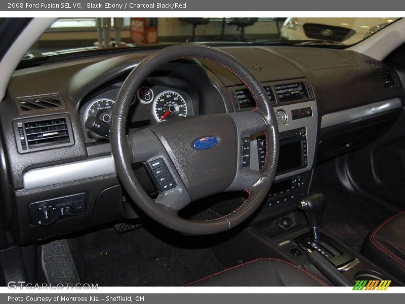 Black Ebony / Charcoal Black/Red 2008 Ford Fusion SEL V6