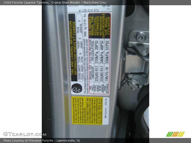 Crystal Silver Metallic / Black/Steel Grey 2009 Porsche Cayenne Tiptronic