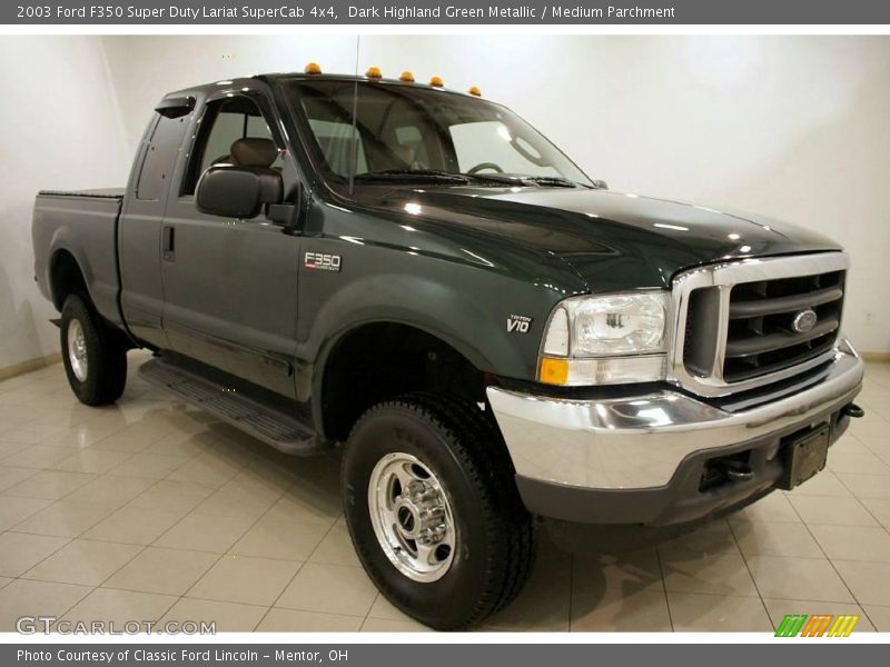 Dark Highland Green Metallic / Medium Parchment 2003 Ford F350 Super Duty Lariat SuperCab 4x4