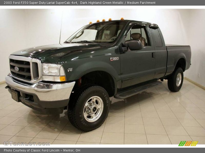 Dark Highland Green Metallic / Medium Parchment 2003 Ford F350 Super Duty Lariat SuperCab 4x4