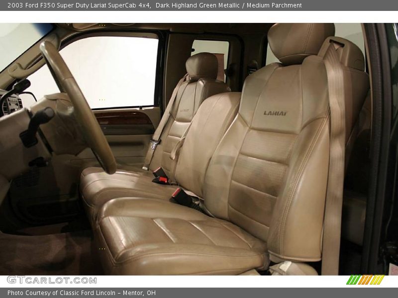 Dark Highland Green Metallic / Medium Parchment 2003 Ford F350 Super Duty Lariat SuperCab 4x4