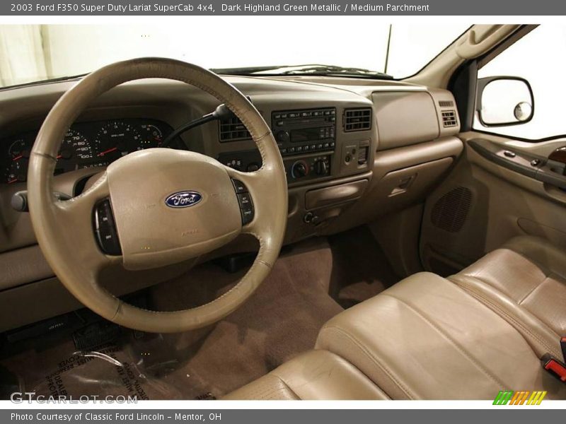 Dark Highland Green Metallic / Medium Parchment 2003 Ford F350 Super Duty Lariat SuperCab 4x4