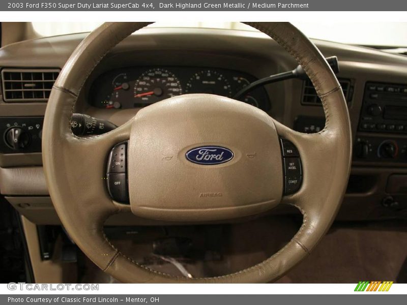 Dark Highland Green Metallic / Medium Parchment 2003 Ford F350 Super Duty Lariat SuperCab 4x4