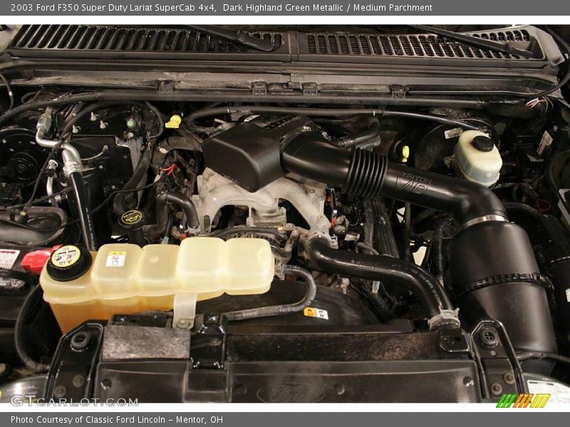 Dark Highland Green Metallic / Medium Parchment 2003 Ford F350 Super Duty Lariat SuperCab 4x4