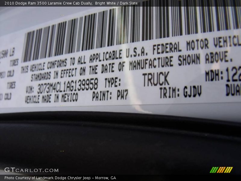 Bright White / Dark Slate 2010 Dodge Ram 3500 Laramie Crew Cab Dually