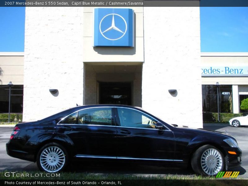 Capri Blue Metallic / Cashmere/Savanna 2007 Mercedes-Benz S 550 Sedan