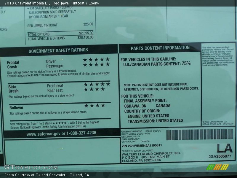 Red Jewel Tintcoat / Ebony 2010 Chevrolet Impala LT