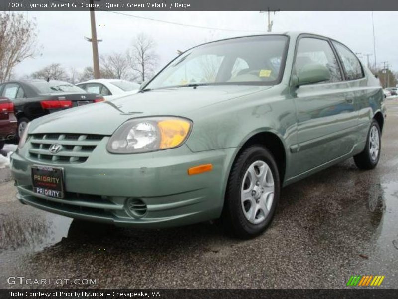 Quartz Green Metallic / Beige 2003 Hyundai Accent GL Coupe
