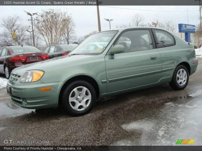 Quartz Green Metallic / Beige 2003 Hyundai Accent GL Coupe