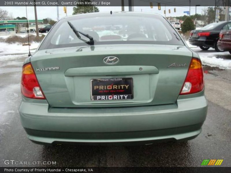 Quartz Green Metallic / Beige 2003 Hyundai Accent GL Coupe