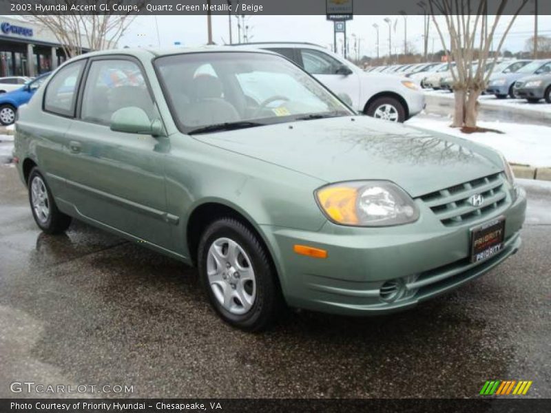 Quartz Green Metallic / Beige 2003 Hyundai Accent GL Coupe