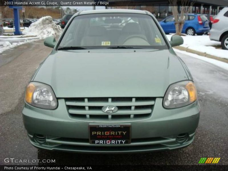 Quartz Green Metallic / Beige 2003 Hyundai Accent GL Coupe