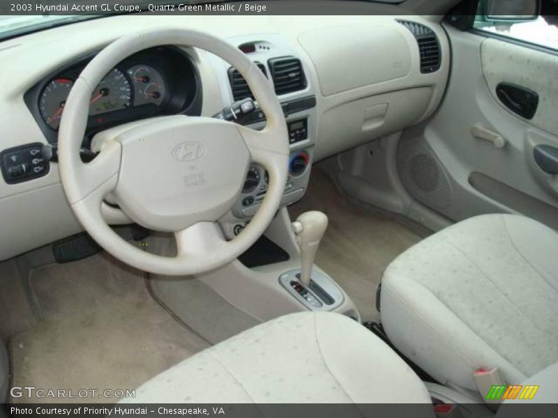 Quartz Green Metallic / Beige 2003 Hyundai Accent GL Coupe