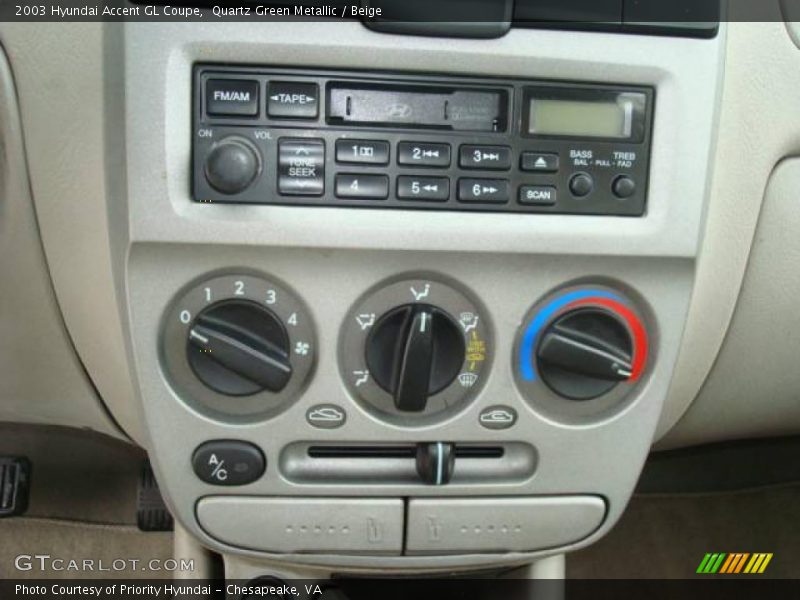 Quartz Green Metallic / Beige 2003 Hyundai Accent GL Coupe