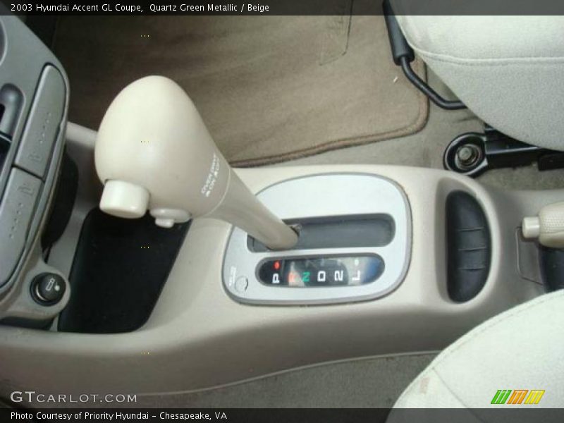 Quartz Green Metallic / Beige 2003 Hyundai Accent GL Coupe