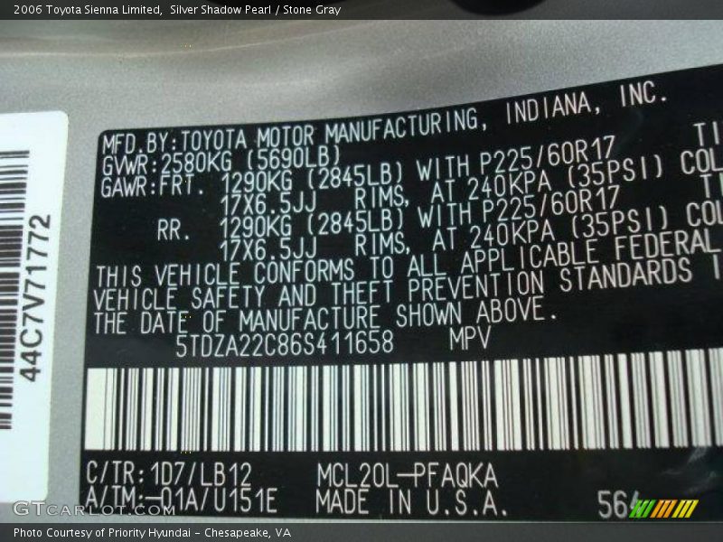 Silver Shadow Pearl / Stone Gray 2006 Toyota Sienna Limited