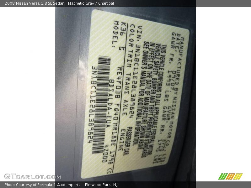 Magnetic Gray / Charcoal 2008 Nissan Versa 1.8 SL Sedan