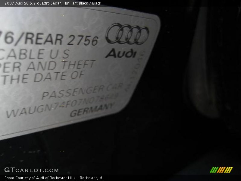Brilliant Black / Black 2007 Audi S6 5.2 quattro Sedan