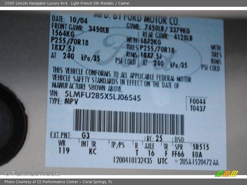 Light French Silk Metallic / Camel 2005 Lincoln Navigator Luxury 4x4