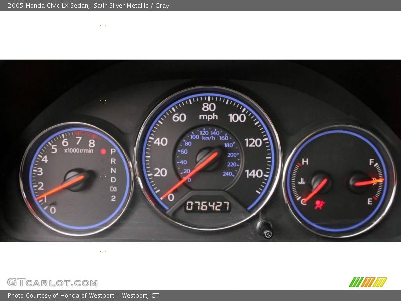 Satin Silver Metallic / Gray 2005 Honda Civic LX Sedan