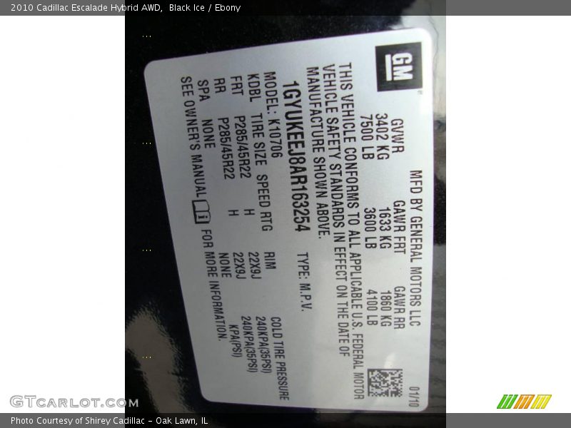 Black Ice / Ebony 2010 Cadillac Escalade Hybrid AWD