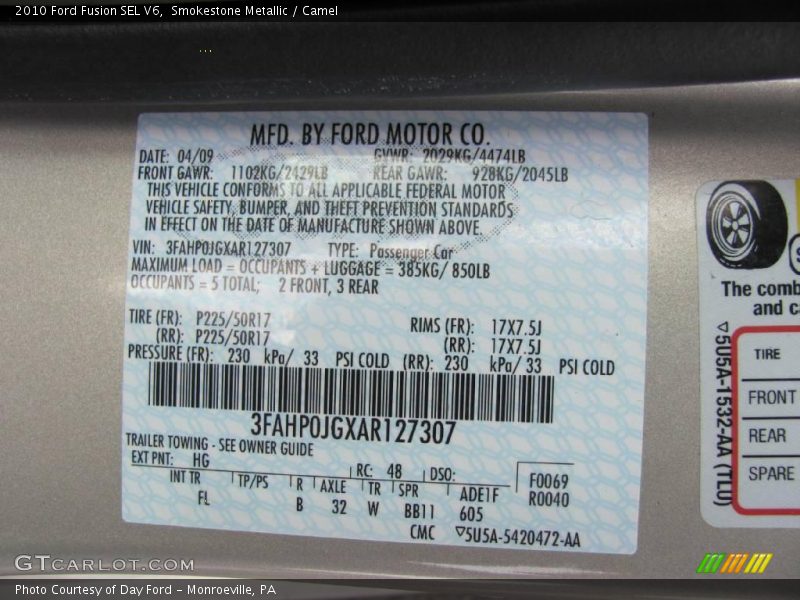 Smokestone Metallic / Camel 2010 Ford Fusion SEL V6