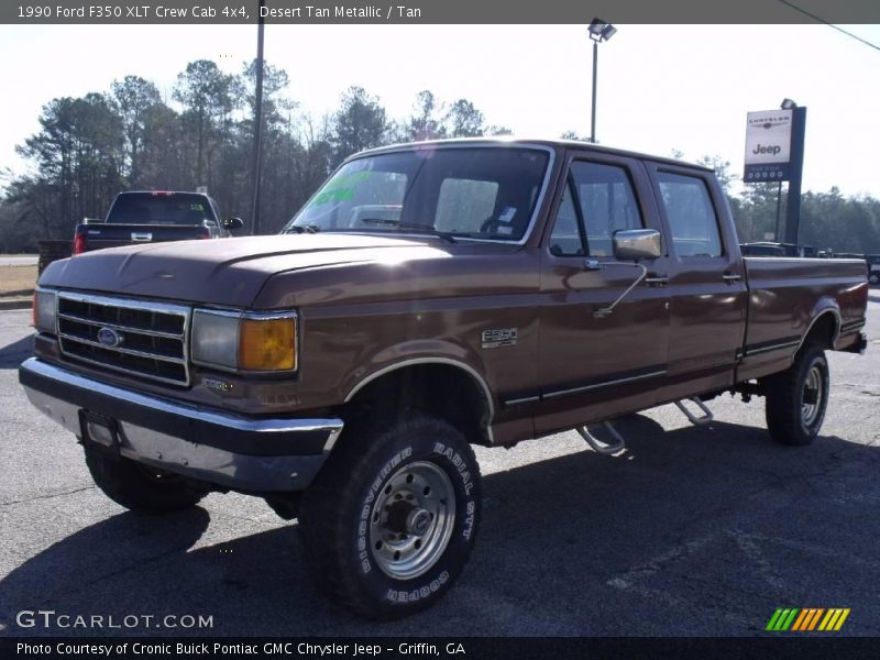 Desert Tan Metallic / Tan 1990 Ford F350 XLT Crew Cab 4x4