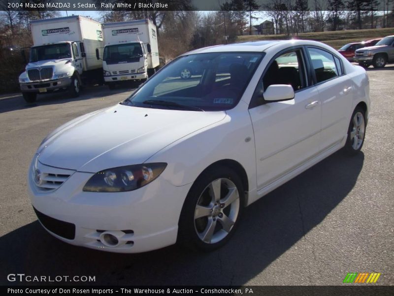 Rally White / Black/Blue 2004 Mazda MAZDA3 s Sedan