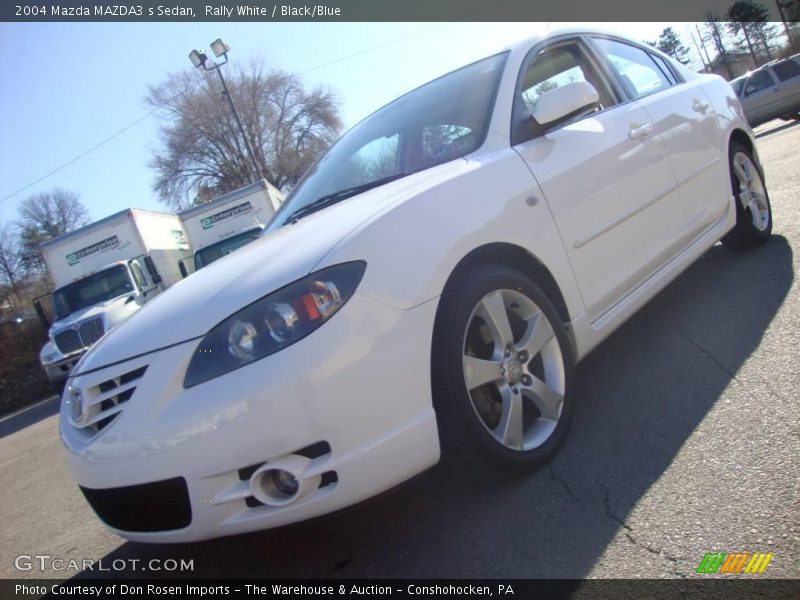 Rally White / Black/Blue 2004 Mazda MAZDA3 s Sedan