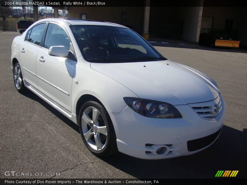 Rally White / Black/Blue 2004 Mazda MAZDA3 s Sedan