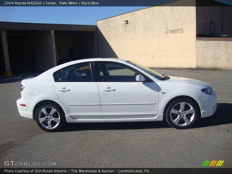 Rally White / Black/Blue 2004 Mazda MAZDA3 s Sedan