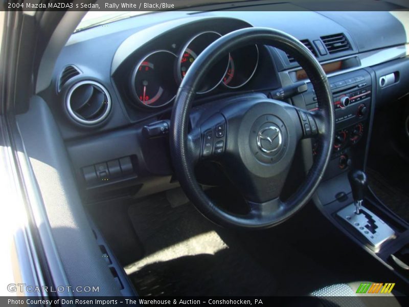 Rally White / Black/Blue 2004 Mazda MAZDA3 s Sedan