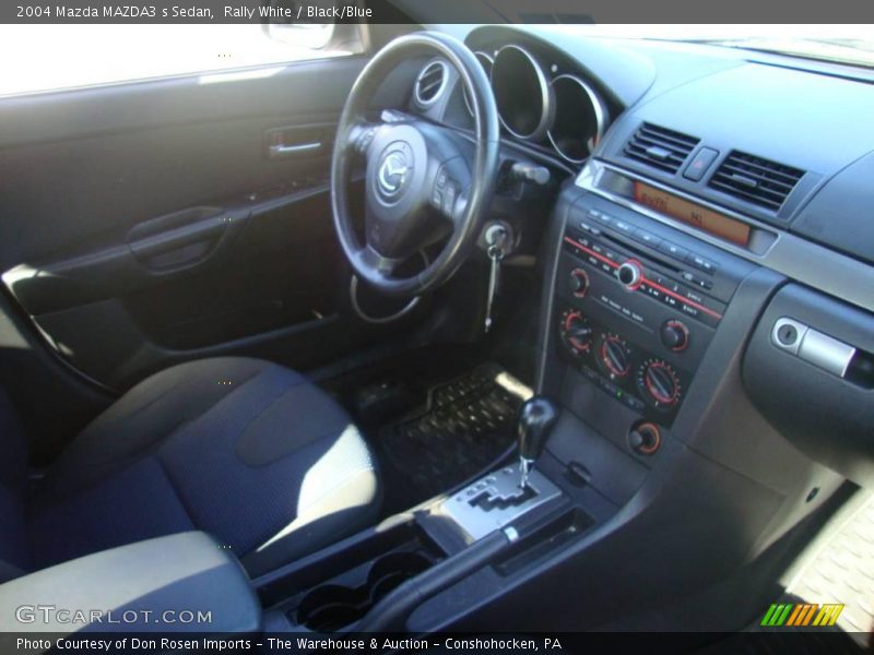 Rally White / Black/Blue 2004 Mazda MAZDA3 s Sedan