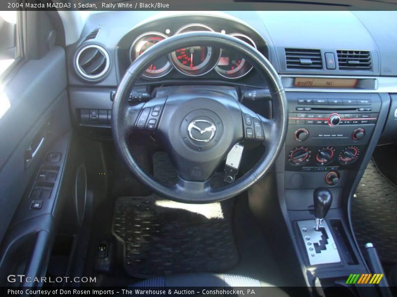 Rally White / Black/Blue 2004 Mazda MAZDA3 s Sedan