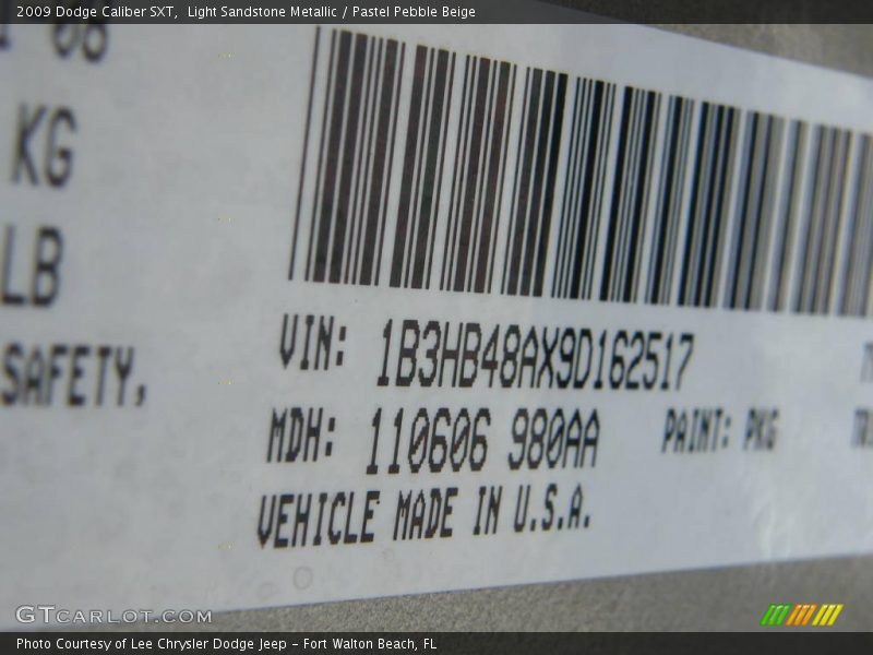Light Sandstone Metallic / Pastel Pebble Beige 2009 Dodge Caliber SXT