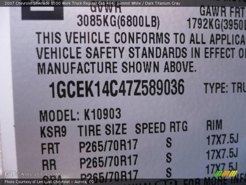 Summit White / Dark Titanium Gray 2007 Chevrolet Silverado 1500 Work Truck Regular Cab 4x4