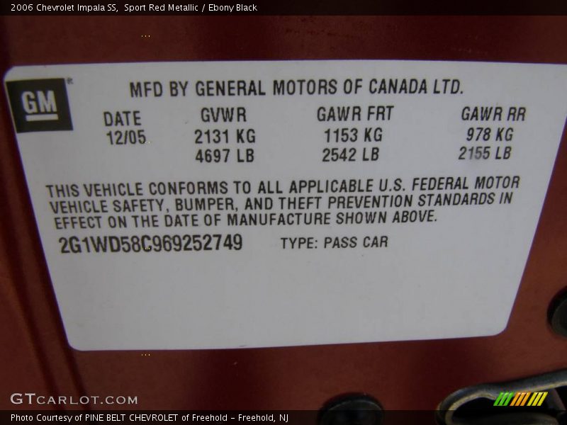 Sport Red Metallic / Ebony Black 2006 Chevrolet Impala SS