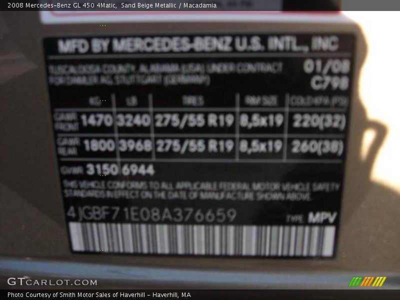 Sand Beige Metallic / Macadamia 2008 Mercedes-Benz GL 450 4Matic