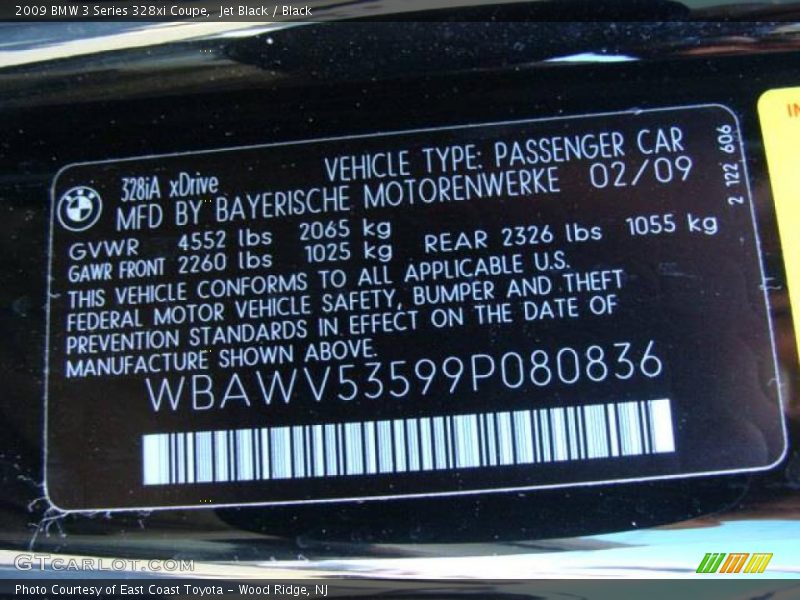 Jet Black / Black 2009 BMW 3 Series 328xi Coupe
