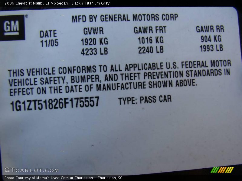 Black / Titanium Gray 2006 Chevrolet Malibu LT V6 Sedan