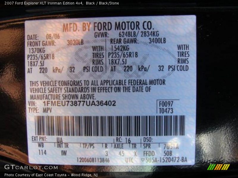 Black / Black/Stone 2007 Ford Explorer XLT Ironman Edition 4x4