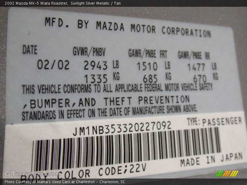 Sunlight Silver Metallic / Tan 2002 Mazda MX-5 Miata Roadster