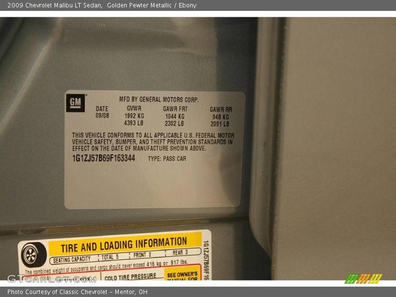 Golden Pewter Metallic / Ebony 2009 Chevrolet Malibu LT Sedan